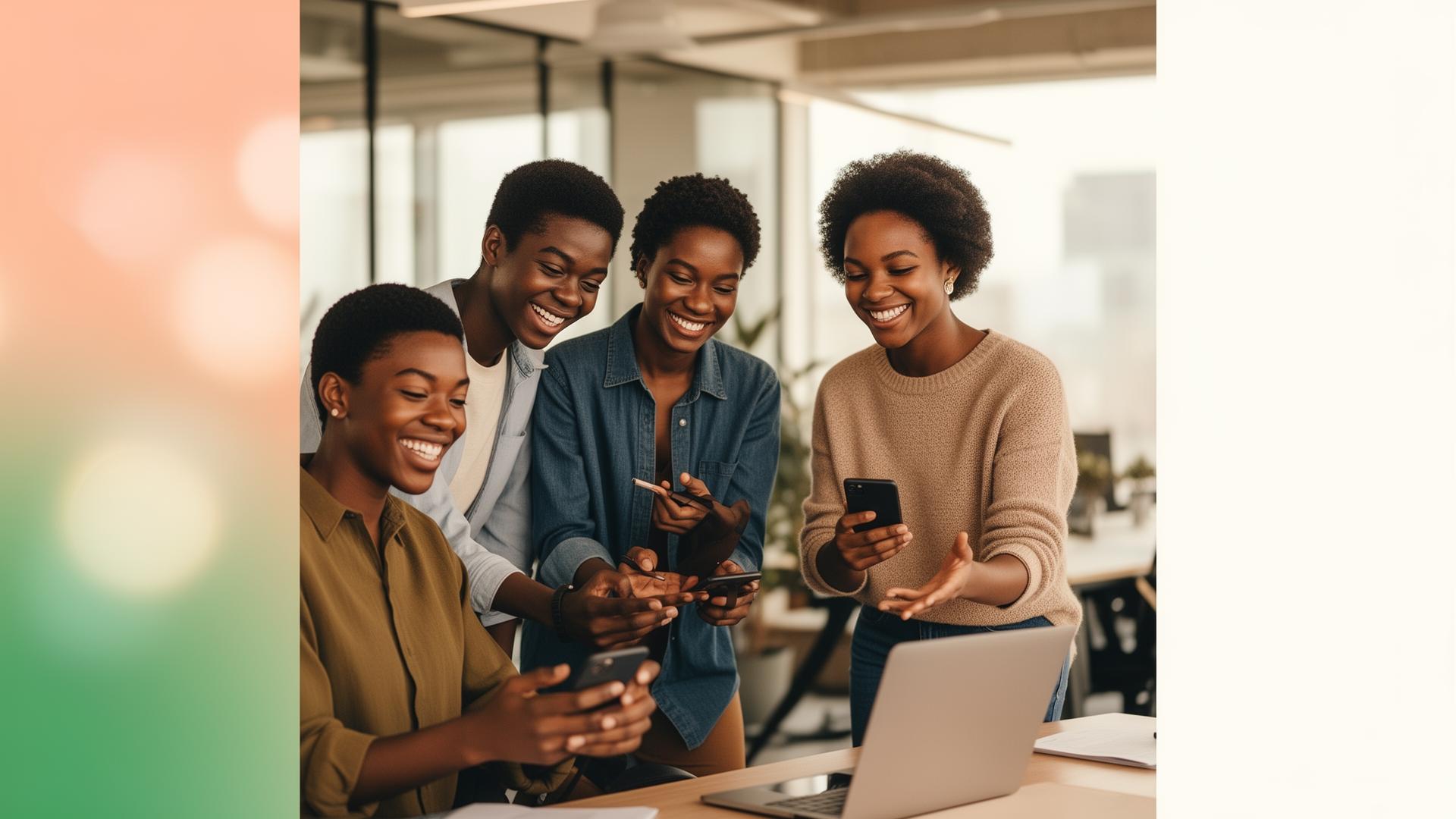 Young African professionals collaborating on the Onboxd HR platform